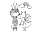 Dibujo de Príncipe y dragón para colorear