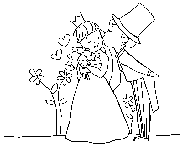 Dibujo de Príncipes recién casados para Colorear