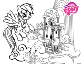 Dibujo de Rainbow Dash en su palacio