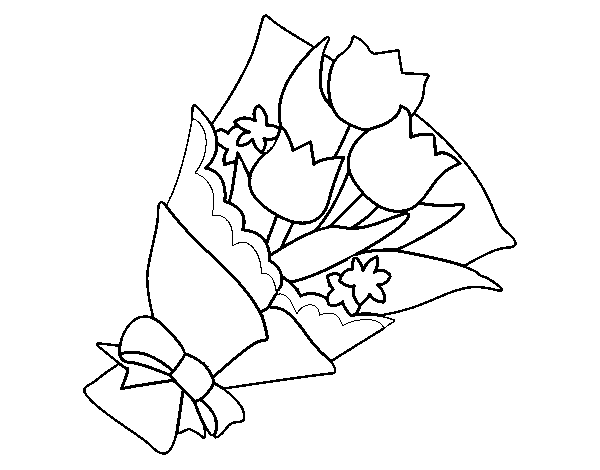 Dibujo de Ramo de tulipanes para Colorear