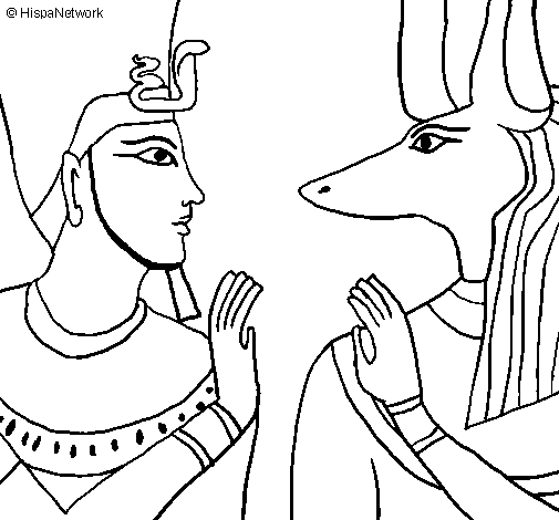 Dibujo de Ramsés y Anubis para Colorear