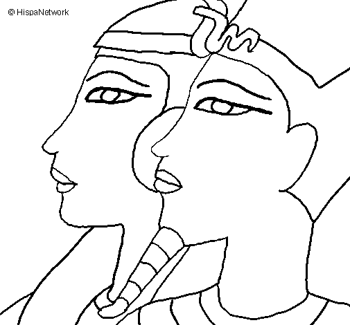 Dibujo de Ramsés y Nefertiti para Colorear