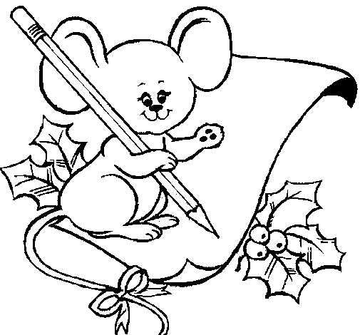 Dibujo de Ratón con lapiz y papel para Colorear