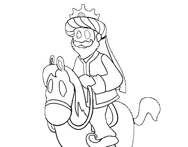 Dibujo de Rey Gaspar a caballo para Colorear