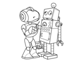 Dibujo de Robot arreglando robot para colorear