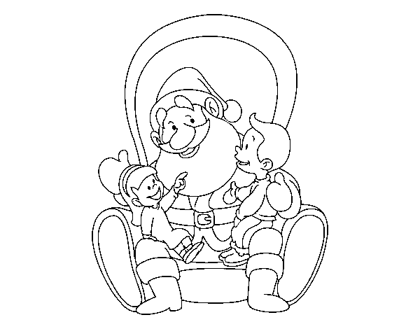 Dibujo de Santa Claus con niños para Colorear
