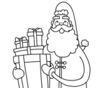 Dibujo de Santa Claus con regalos para colorear