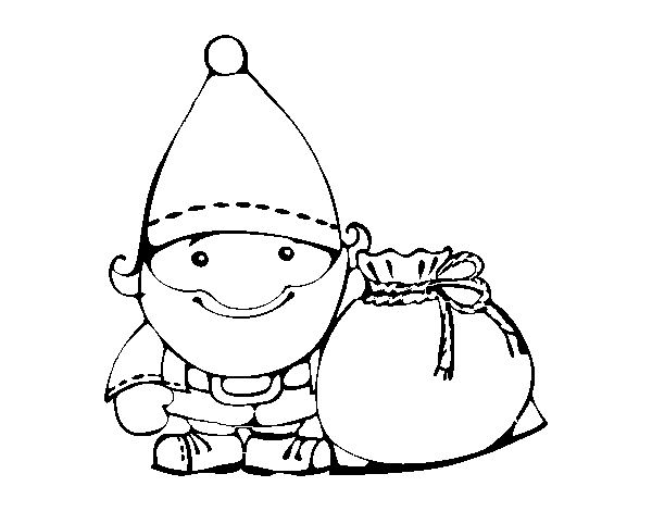 Dibujo de Santa Claus con su saco para Colorear