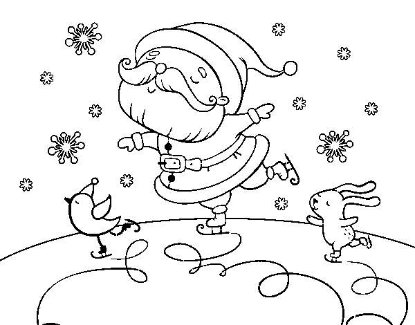 Dibujo de Santa Claus patinando para Colorear