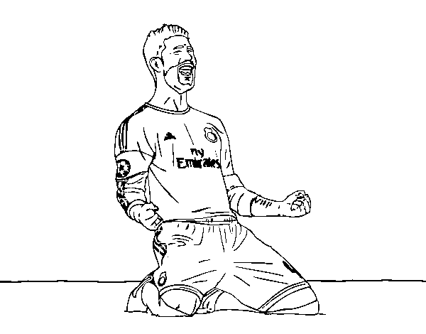 Dibujo de Sergio Ramos celebrando un gol para Colorear