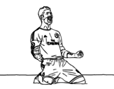 Dibujo de Sergio Ramos celebrando un gol