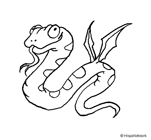 Dibujo de Serpiente con alas para Colorear
