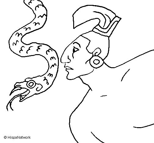 Dibujo de Serpiente y guerrero para Colorear