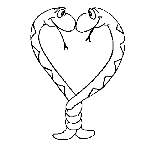 Dibujo de Serpientes enamoradas para Colorear