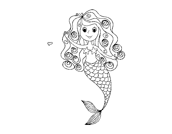 Dibujo de Sirena con rizos para Colorear