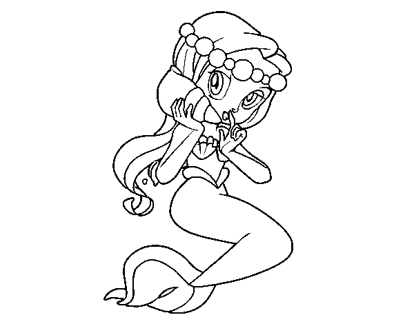 Dibujo de Sirena con una caracola para Colorear