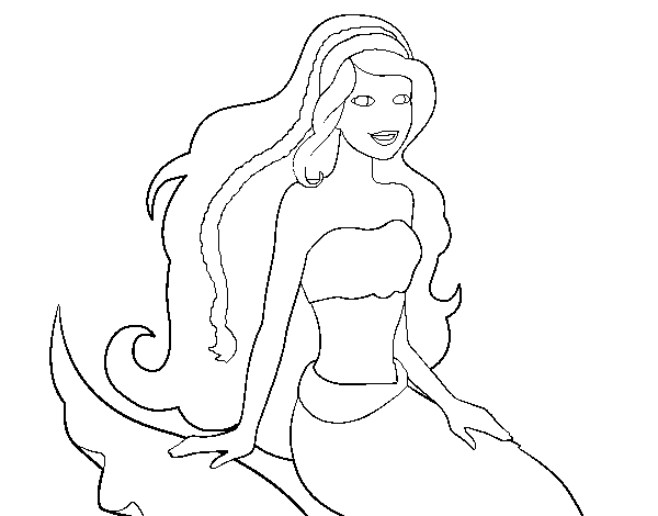 Dibujo de Sirena sentada para Colorear