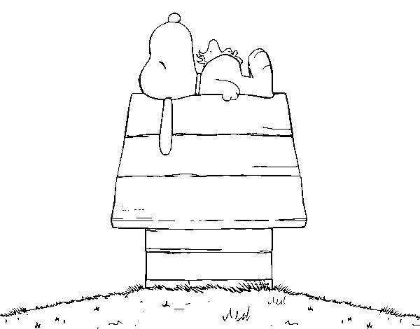 Dibujo de Snoopy durmiendo para Colorear