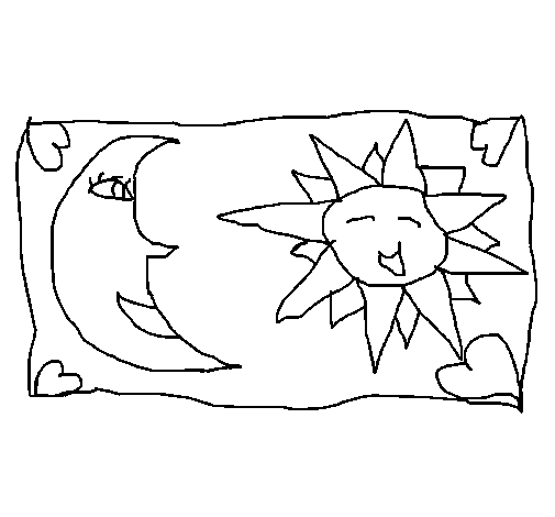 Dibujo de Sol y luna 2 para Colorear