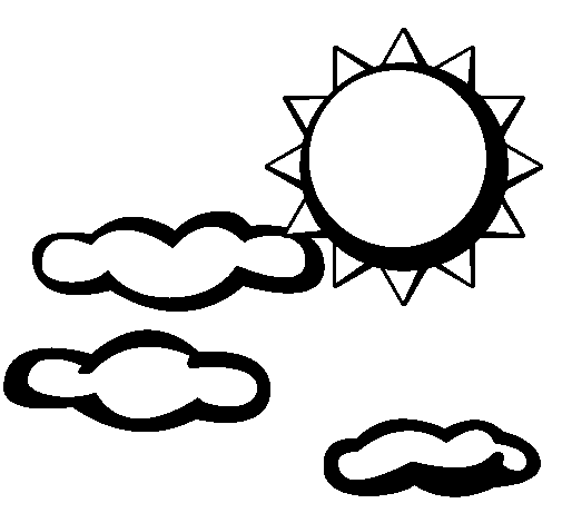 Dibujo de Sol y nubes 2 para Colorear