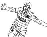 Dibujo de Suárez celebrando un gol