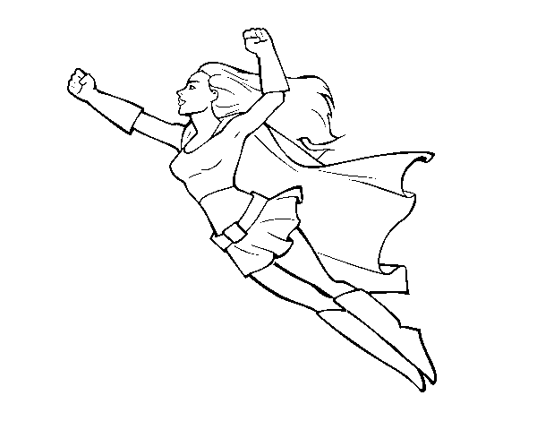 Dibujo de Súper chica volando para Colorear