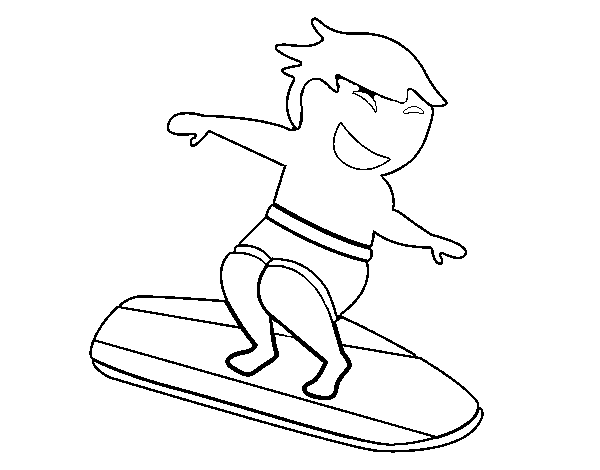 Dibujo de Surf con tabla para Colorear