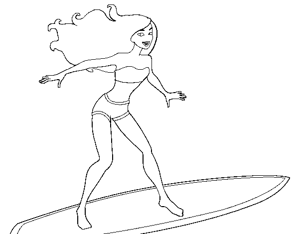 Dibujo de Surfeando las olas para Colorear