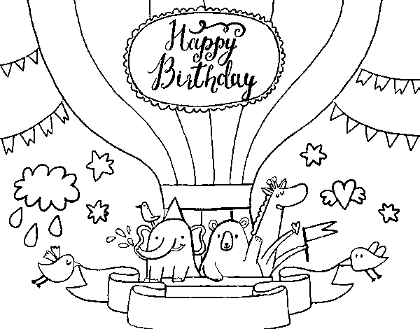 Dibujo de Tarjeta de Feliz Cumpleaños para Colorear