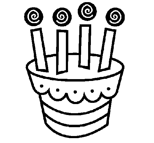 Dibujo de Tarta con velas para Colorear
