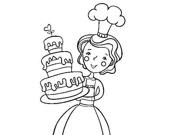 Dibujo de Tarta de cumpleaños casera para Colorear