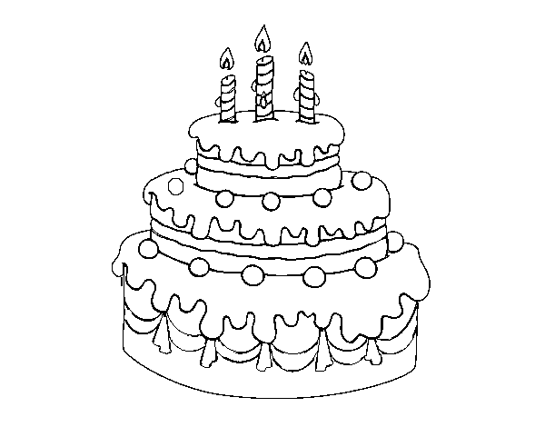 Dibujo de Tarta de cumpleaños para Colorear