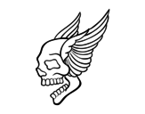 Dibujo de Tatuaje de calavera con alas