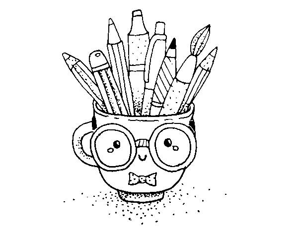 Dibujo infantil para colorear de lápices. Dibujos del colegio para pintar