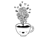 Dibujo de Taza de café kawaii para colorear