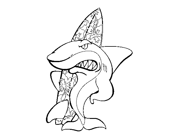 Dibujo de Tiburón surfero para Colorear