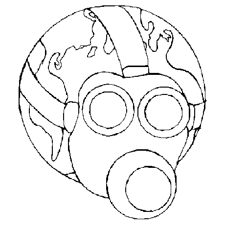 Dibujo de Tierra con máscara de gas para Colorear