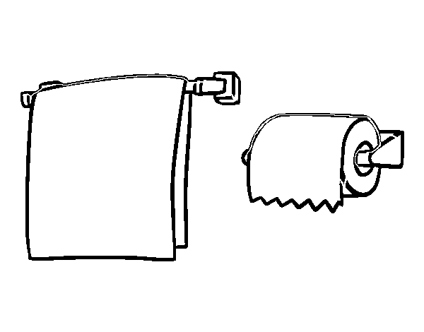 Dibujo de Toallero y papel higiénico para Colorear
