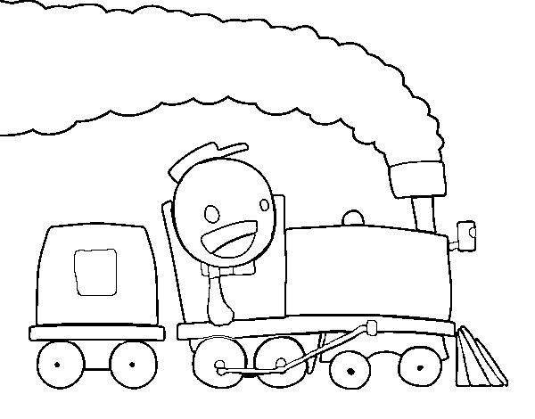 Dibujo de Tren con maquinista para Colorear