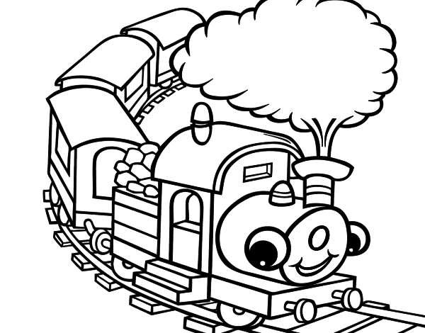 Dibujo de Tren sonriente para Colorear 