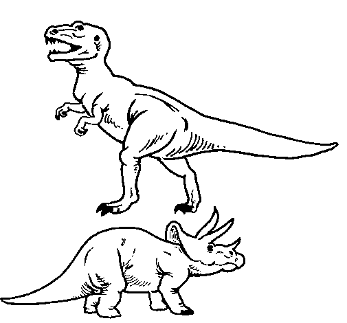 Dibujo de Triceratops y tiranosaurios rex para Colorear