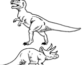 Dibujo de Triceratops y tiranosaurios rex para colorear