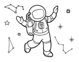 Dibujo de Un astronauta en el espacio estelar para colorear