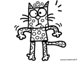 Dibujo de Un gato con lunares para colorear
