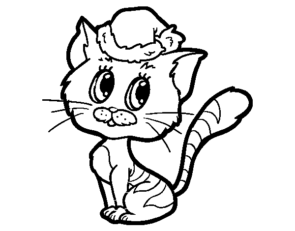 Dibujo de Un gato navideño para Colorear