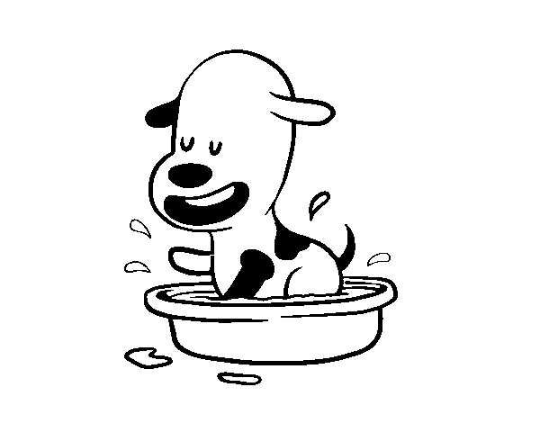 Dibujo de Un perrito en la bañera para Colorear