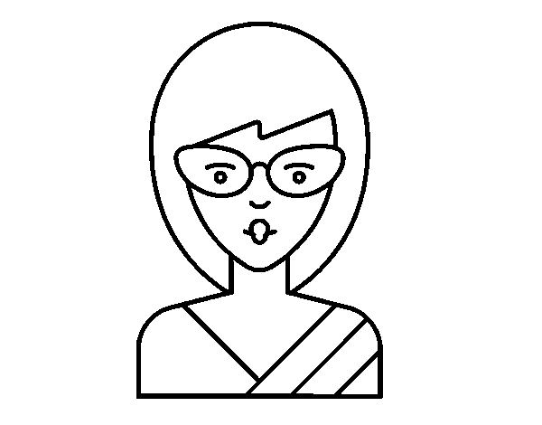 Dibujo de Una chica con gafas para Colorear