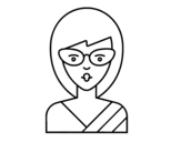 Dibujo de Una chica con gafas para colorear