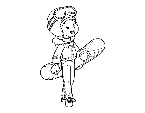 Dibujo de Una chica Snowboard para Colorear