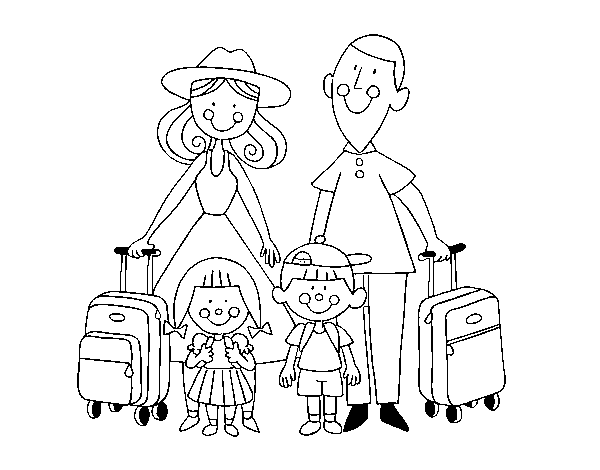 Dibujo de Una familia de vacaciones para Colorear